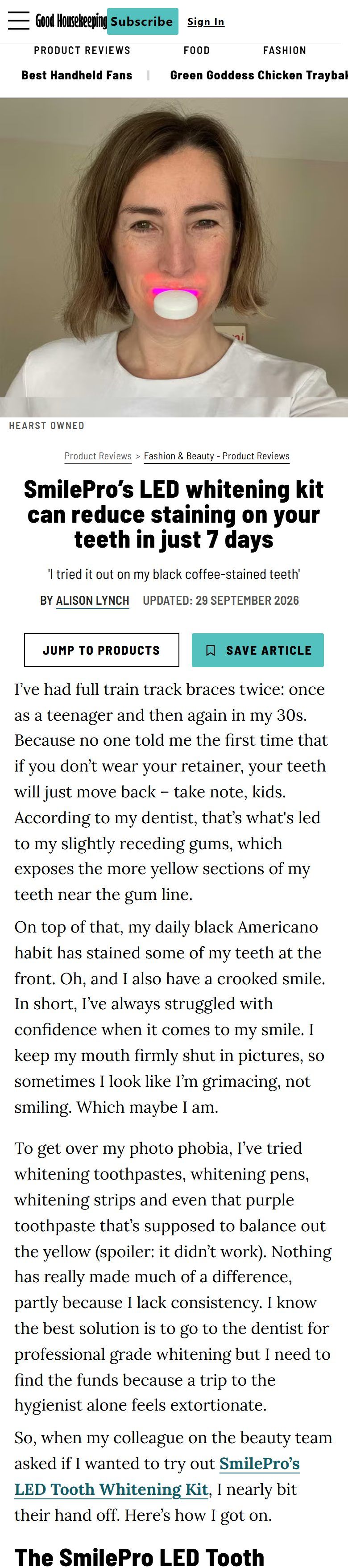 Good Housekeeping: SmilePro's LED whitening kit can reduce staining on your teeth in just 7 days