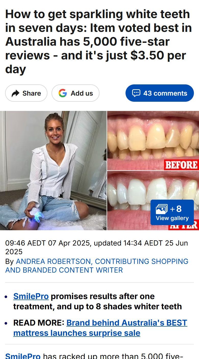 Daily Mail Australia: How to get sparkling white teeth in seven days