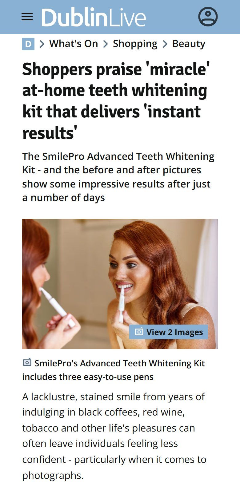 Dublin Live: Shoppers praise 'miracle' at-home teeth whitening kit that delivers 'instant results'