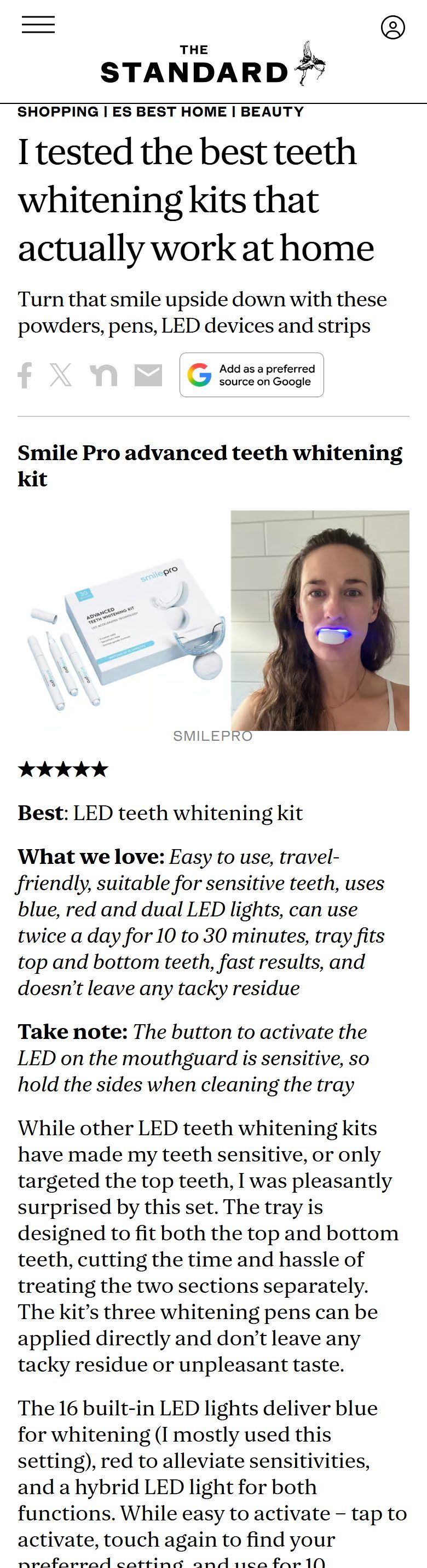 Evening Standard: I tested the best teeth whitening kits that actually work at home